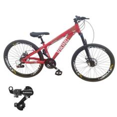 Bicicleta Aro 26 Vikingx Tuff 25 Cambio Shimano Quadro Aluminio Mtb Fr