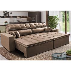 Sofá Retrátil E Reclinável 2,52m Luxos Cama Inbox Velusoft Castor