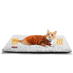 Cama de gato autoaquecedora tapete de cachorro 74 x 48 cm almofada térmica extra quente para animais de estimação internos e externos com capa removível, parte inferior antiderrapante lavável