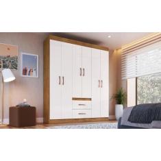 Guarda-Roupas 6 Portas 2 Gavetas Multimóveis CR35111, Nogueira/Off Whi