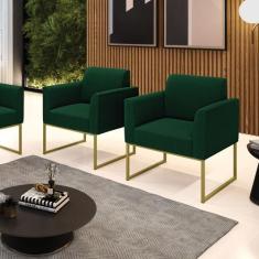 Poltrona Sala Estar Industrial Dourado Kit 2 Marisa Bouclê D03 - D'Ros