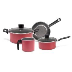 Jogo de Panelas Brinox 4 Peças Vermelho Garlic