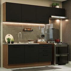 Cozinha Completa Madesa Agata 260002 com Armário e Balcão (sem Tampo e Pia) - Rustic/preto
