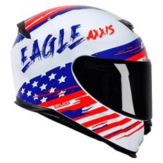 Capacete Axxis Eagle Independence Bco/Azul/Vermelho - Tam 56