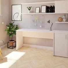 Mesa de Escritório Corp 25mm 160 cm Bramov Móveis Branco