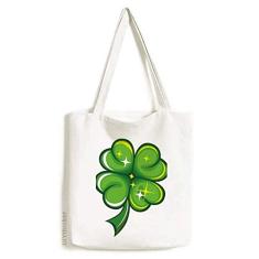 Bolsa de lona com trevo de quatro folhas na Irlanda Dia de São Patrício bolsa de compras casual