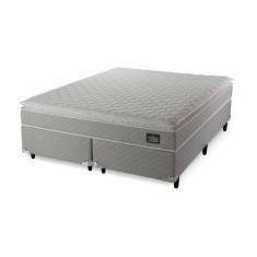 Cama Box Queen+ Colchão Strong D45 One Face Bege 158x198x63cm - Suporta até 150Kg Por Pessoa