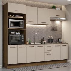 Armário De Cozinha Completa 270cm Rustic/crema Agata Madesa 01 Rustic/crema