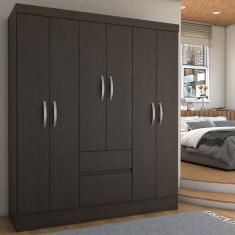 Guarda-Roupa Casal Sena Slim 6 Portas 2 Gavetas ébano - Panorama Móveis
