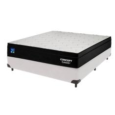 Cama Box Branca e Colchão Casal Concept Molas Plumatex