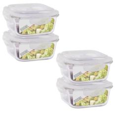 Conjunto 4 Pote Vidro 800Ml Hermético Marmita Tampa 4 Travas - Quality