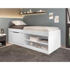 Cama Com Sapateira Solteiro Vanessa 0,88 Branco - Framar Móveis