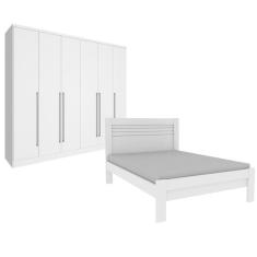Quarto De Casal Guarda-Roupa 6 Portas Portugal E Cama Casal Safira Espresso Móveis Neve