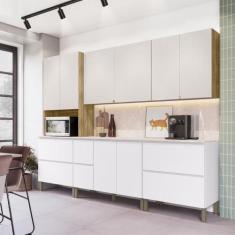 Armário de Cozinha Completa 11 Portas 4 Gavetas com Balcão Art - Kit's