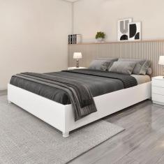 Base de Cama Box Queen Mônaco Neve - Tcil Móveis, Branco, Moderno