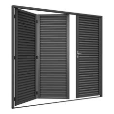 Portão Pantográfico 3f Laminado 215cmx245cm Mecal Cinza