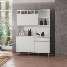 Armário Para Cozinha Ambiente Kit Alice Branco Brilho - Ajl
