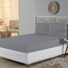 Jogo De Lençol Casal Padrão Malha 100% Algodão 3 Peças Cor Cinzaa