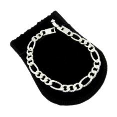 Pulseira Masculina 21Cm 7Mm Largura Folheada Prata Pl131