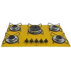 Fogão Cooktop Gás 5 Bocas Chama Tripla 127v/220v - Chamalar, Amarelo