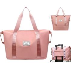 INVODA Bolsa de viagem para mulheres e homens, à prova d'água, expansível, bolsa de viagem para o fim de semana, bolsa de mão, separação a seco e molhado, natação, esportes, viagem, academia, Rosa