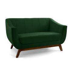 Sofá 2 Lugares Odeon D07 140cm Base Madeira Veludo Esmeralda - D'Rossi