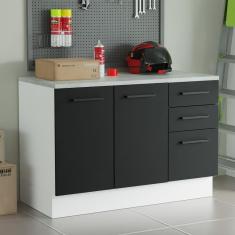 Balcão Multiuso 120cm 2 Portas 3 Gavetas Branco