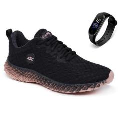 Tênis Feminino Esporte Asc Caminhada Academia Treino Leve Conforto + Relógio-Feminino