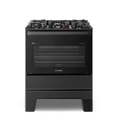 Fogão de Piso 5 Bocas Gás Glp Esmaltec Ideal Master Glass Mesa em Vidro Temperado Preto Bivolt