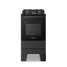 Fogão de Piso 4 Bocas GLP Esmaltec Ideal Master Glass 0104003083 Mesa em Vidro Temperado Preto