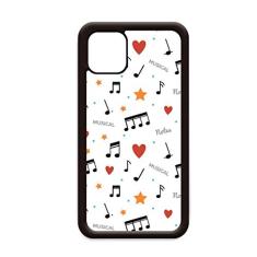 Capa com notas musicais com corações de estrelas para iPhone 12 Pro Max para Apple Mini Mobile Case Shell