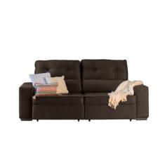 Sofá 3 Lugares Retrátil e Reclinável com Baú Lottus Suede Café