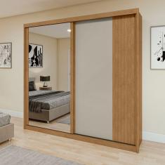 Guarda Roupas Casal 2 Portas 4 Gavetas Upper Glass Yescasa Amêndoa Clean/Off White/Amêndoa Clean