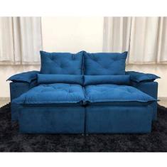 Sofa Retratil Reclinavel Veludo 2,30m Design Elegante Athena