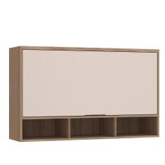Armário Aéreo De Cozinha 120cm 1 Porta Basculante Com Nichos Aspen Luciane Móveis Vanilla/beige