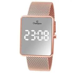 Relogio Champion Feminino Quadrado Espelhado Rose CH40080Z