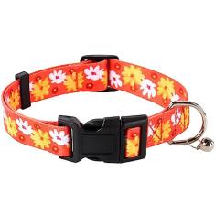 NISIYE Coleira ajustável para cães com design especial de sino, ultra confortável, de nylon macio, respirável, coleira para animais de estimação para cães pequenos, médios e grandes