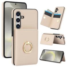Capa carteira para Samsung Galaxy A15 com suporte para cartão, capa de couro com bloqueio RFID, suporte de anel giratório de 360° com fecho magnético à prova de choque para Samsung A15 5G 6,5