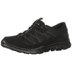 Skechers Tênis feminino Gratis para passeio, Preto/Preto Bbk, 35