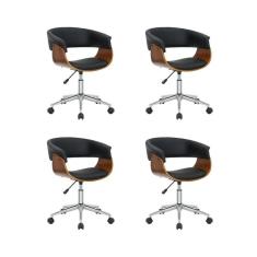 Kit 4 Cadeiras Escritório Diretor Giratória Regulável Preto