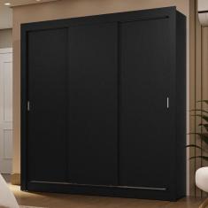 Guarda-Roupa Casal 3 Portas de Correr Sublime Madesa, Preto