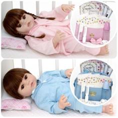 Bonecos Gêmeos Baby Realista Pode Dar Banho Enxoval Completo - Cegonha