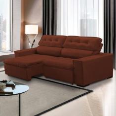 Sofá Retrátil Chicago 230 Cm Reclinável Mola Bonnel Espuma D26 Veludo 