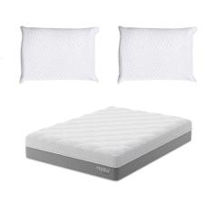 Colchão Queen Sublime Mola Ensacada e Espuma Viscoelástica (32x158x198) Cinza e Branco com 2 Travesseiros Guldi Soft Nasa Branco