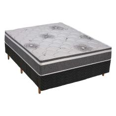 Cama Box Casal: Colchão Espuma D33 Polar Pérola Premium + Base Crc Fantasy Black(138X188)