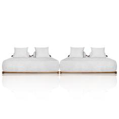 Sofá 4 Lugares Ilha 2 Módulos 160cm Viero S06 Boucle Branco - Mpozenato