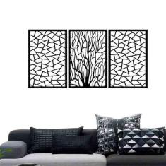 Quadro Decorativo Galhos Geométrico 3mm Vazado - Mdf - Decoarts, Preto