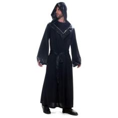 Fantasia Halloween Feiticeiro Adulto Bruxo Mago Masculino