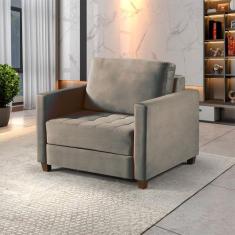 Sofá Cama Marcelle 1 Lugar 100 Solteiro Veludo Paris Pés de Madeira Ta