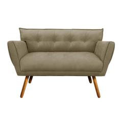 Sofá Namoradeira Anitta Suede Pés Palito Castanho - D'Rossi - DMOV, Ma